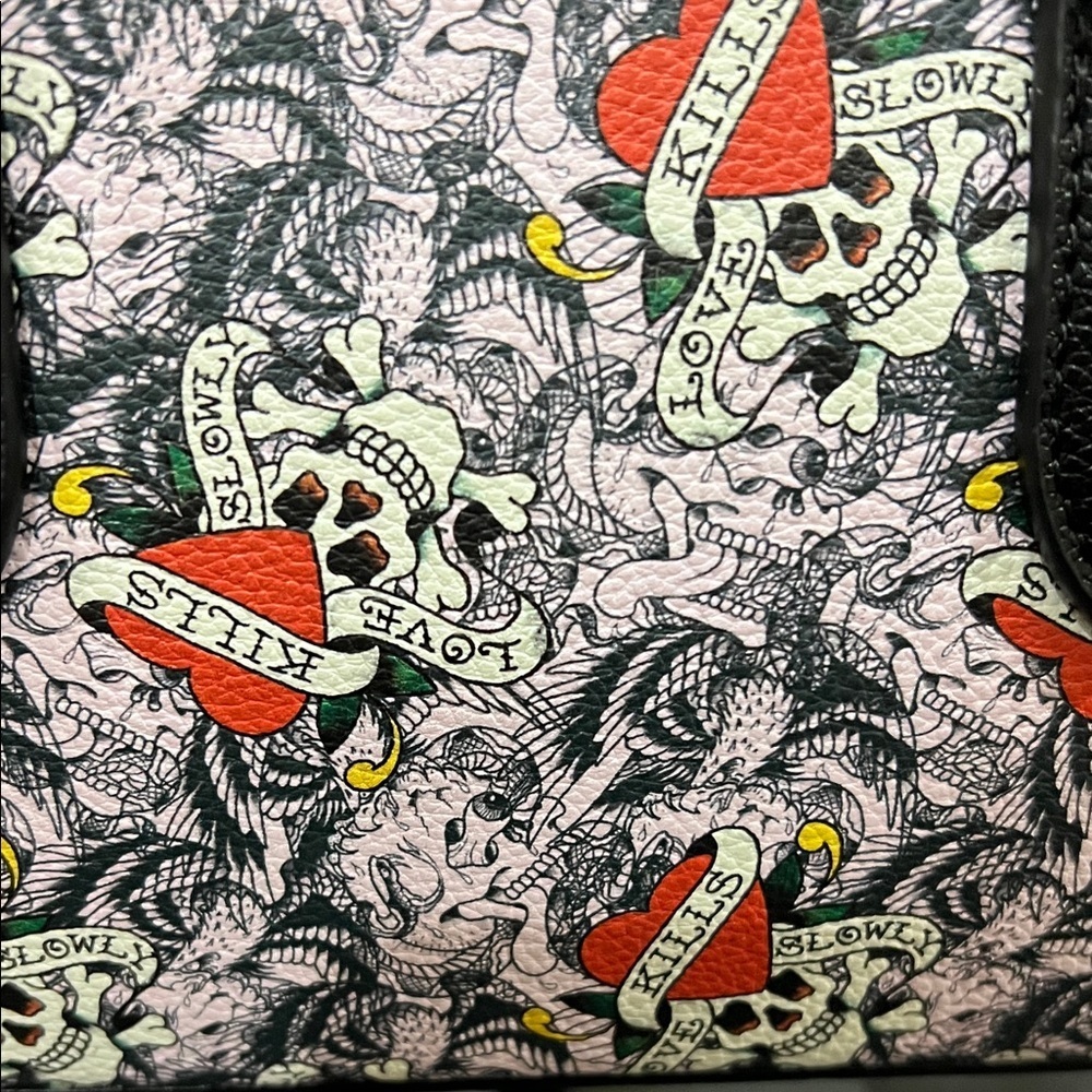 Ed Hardy | Skull & Heart Mini Satchel w/ Bag Charm Credit card - Picture 5 of 13